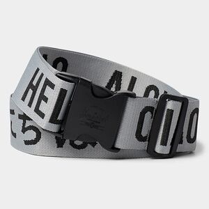Hershel gray and black multilingual Hello adjustable luggage belt NWT